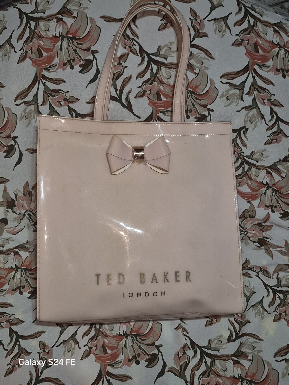 Ted Baker Blush Patent Tote with Signature Bow